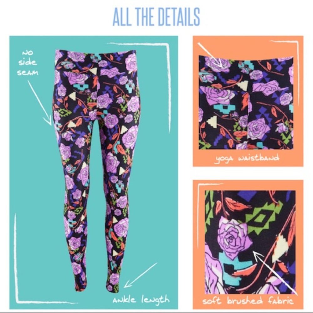 Lularoe Pink Aztec Leggings TC2 - Picture 7 of 8